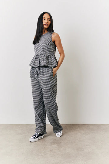 Black Gingham Smock Top